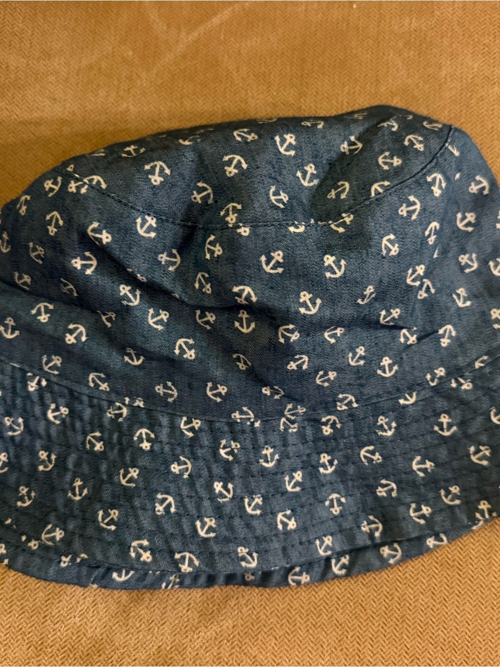 Navy Anchor Print Bucket Hat
